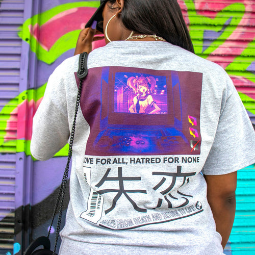 Anime Backprint Tee in Heather Grey — Void Supply heavyweight tee